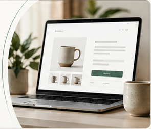 Online storefront displayed on a laptop